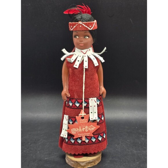 Indien Art Eskimo Hand Crafted Doll Natural Material Canadian Quebec With Tag - Picture 1 of 10